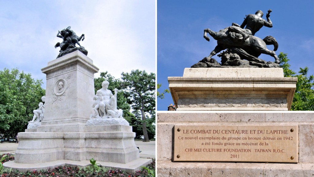 Le combat du Centaure et du Lapithe taille monumentale Square Barye offert par la Chi Mei